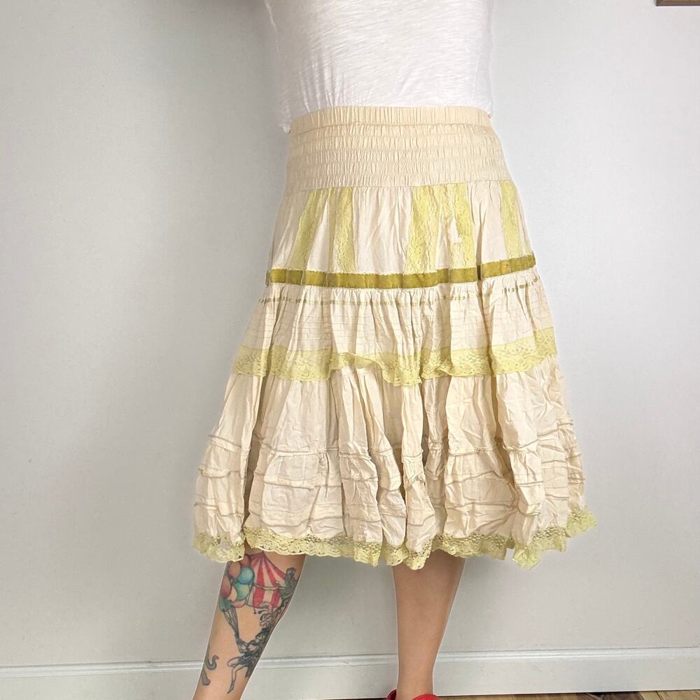 REMANIKA GIRL CIRCLE SKIRT SIZE 14 CREAM YELLOW